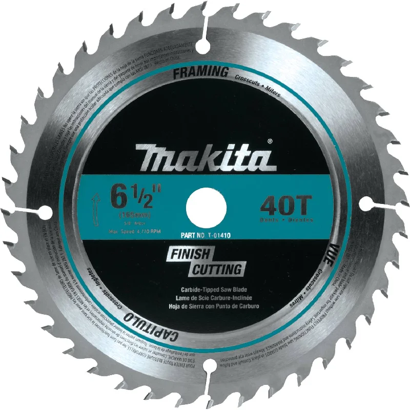 Saw Blades for Metal Pipe Cutting-Makita T-01410 6-1/2" 40T Carbide-Tipped Circular Saw Blade, Fine Crosscut