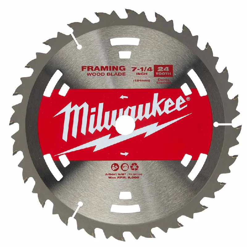 Saw Blades for Cutting Stone and Brick Materials-Milwaukee 48-41-0710 7-1/4" 24T Basic Framer Circular Saw Blade