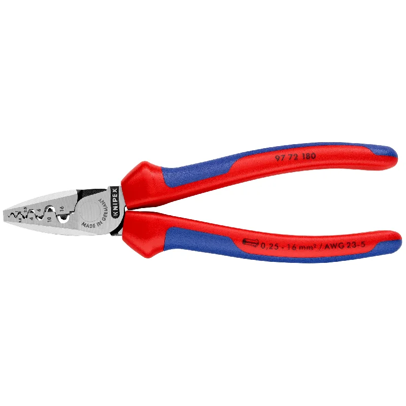 Long Reach Pliers for Hard-to-Reach Areas-Knipex 97 72 180 7 1/4" Crimping Pliers for Wire Ferrules  - Old Version