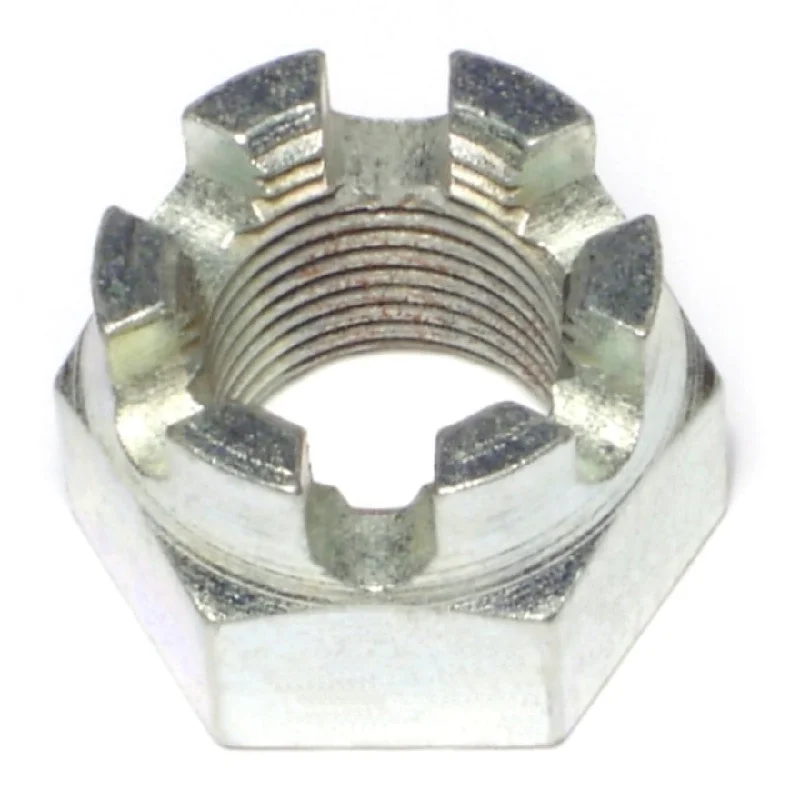 Nuts for Heavy-Duty Construction and Engineering-3/4"-16 Zinc Plated Steel Fine Thread Castle Hex Nuts (3 pcs.)