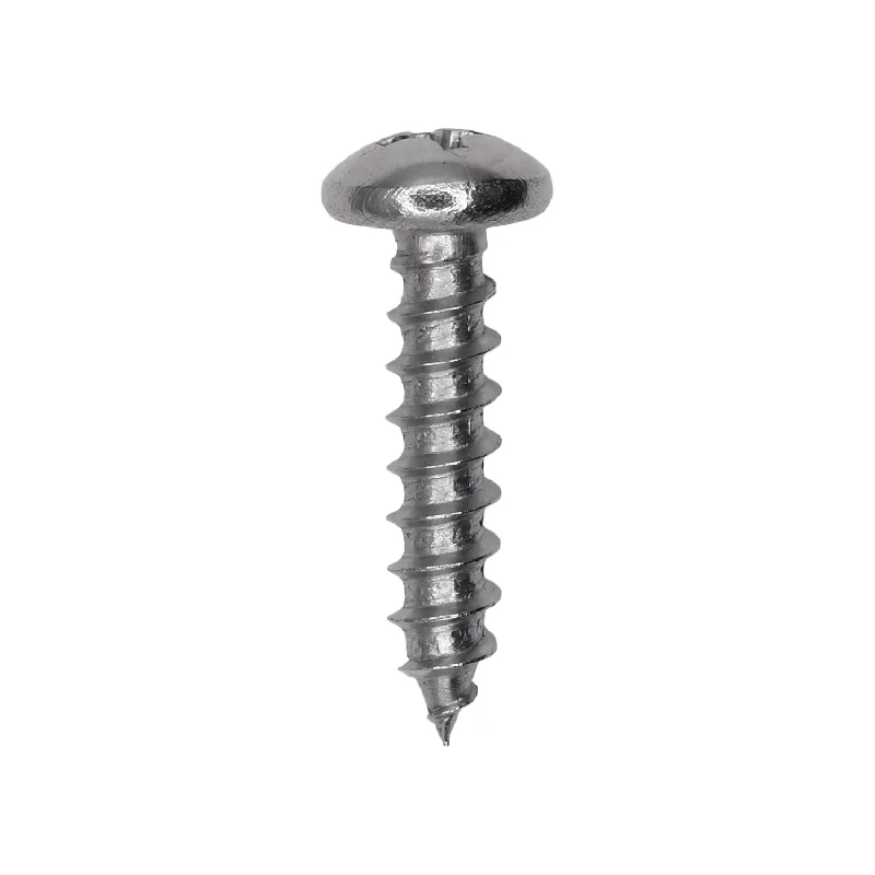 Screws for Installing Electrical Sockets-Auveco # 25585 #10 X 7/8. 18-8 Stainless Phillips Pan Head Tapping Screw Qty. 50