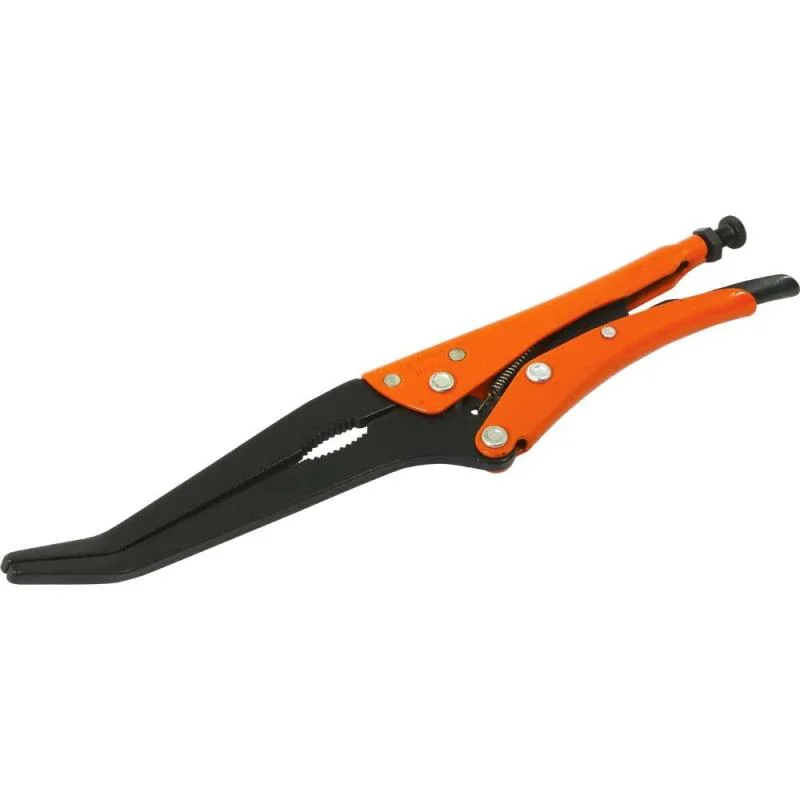 Pliers for Cutting through Tough Metal Sheets-Grip-On 127B12 12 Inch Locking Pliers-Bent Long Nose