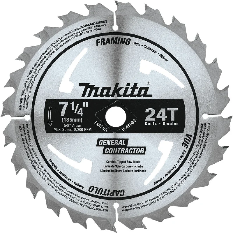 Saw Blades for Cutting and Shaping Large Metal Sheets-Makita D-45989 7-1/4" x 24T Carbide Circular Saw Blade