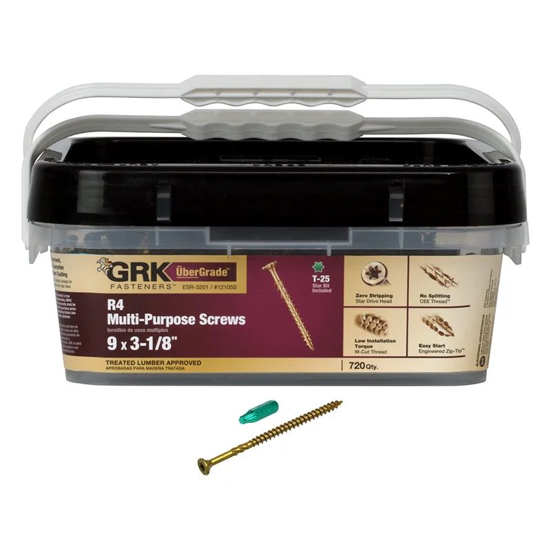 Screws for Pre-Drilled Holes in Metal-GRK Fasteners R4 No. 9  S X 3-1/8 in. L Star Coated Multi-Purpose Screws 7 (Pack of 2)