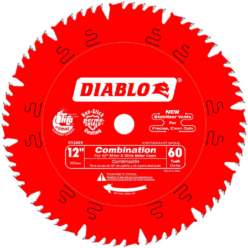 Saw Blades for Cutting Tough Plastic Materials-Diablo D1260X 12" x 60 Tooth Combination Saw Blade