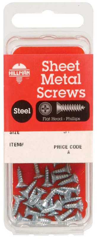 Best Screws for Woodworking Projects-Hillman No. 8 x 1-1/4 in. L Phillips Flat Head Zinc-Plated Steel Sheet Metal Screws 10 pk (Pack of 10)