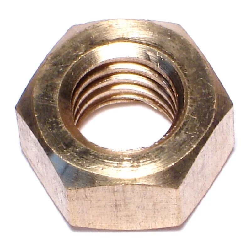 Nuts for Securing Building Components to Foundations-7/16"-14 Brass Coarse Thread Finished Hex Nuts (8 pcs.)