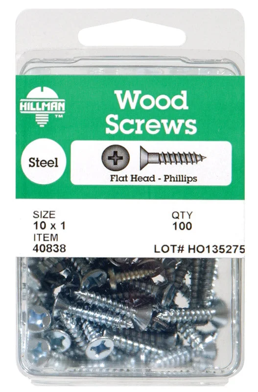 Screws for Fixing Nails and Screws-Hillman No. 10 x 2-1/2 in. L Phillips Zinc-Plated Wood Screws 25 pk (Pack of 5)