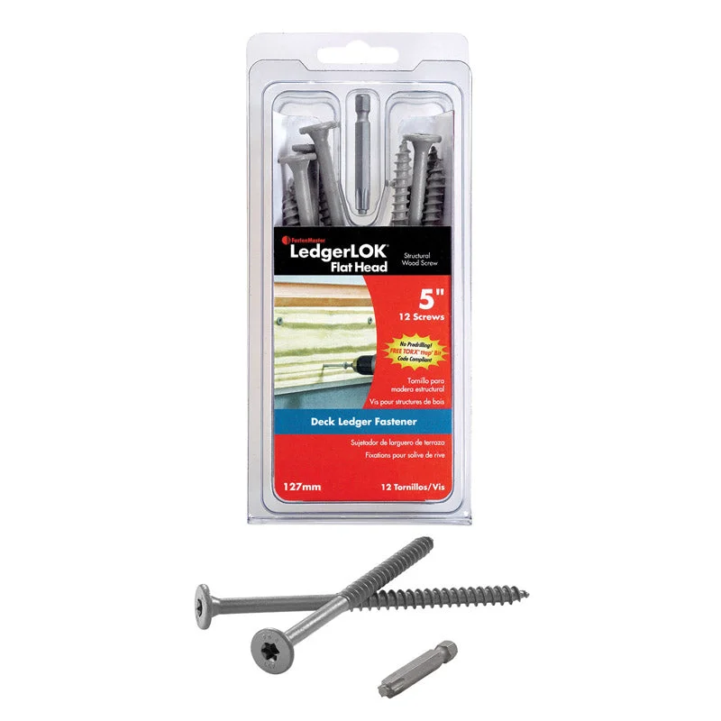 Screws for Carpentry and Framing-FastenMaster LedgerLok No. 14 X 5 in. L Star Flat Head High/Low Structural Screws