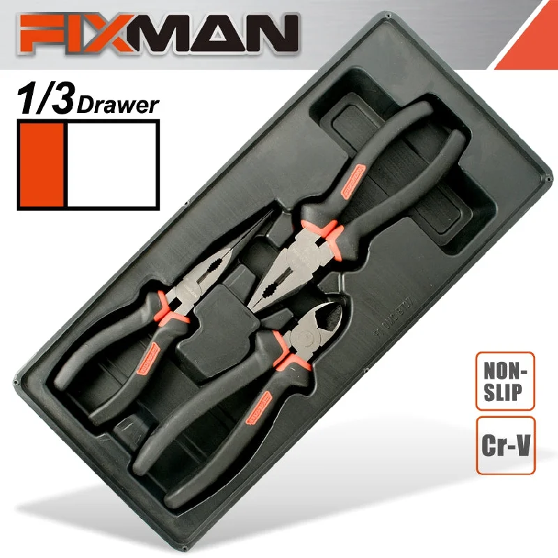 Multi-Purpose Pliers for Home Improvement-Fixman 3-Pc Pliers Set (Combination 8'Ncutting 7.5' Long Nose 8')