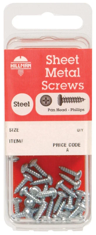 Screws for Furniture Assembly-Hillman No. 12 x 2-1/2 in. L Phillips Pan Head Zinc-Plated Steel Sheet Metal Screws 5 pk (Pack of 10)