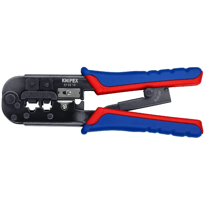 Compact Locking Pliers for Tight Spaces-Knipex 97 51 10 7 1/2" Crimping Pliers-For 6 and 8 Pole Western Plug Type