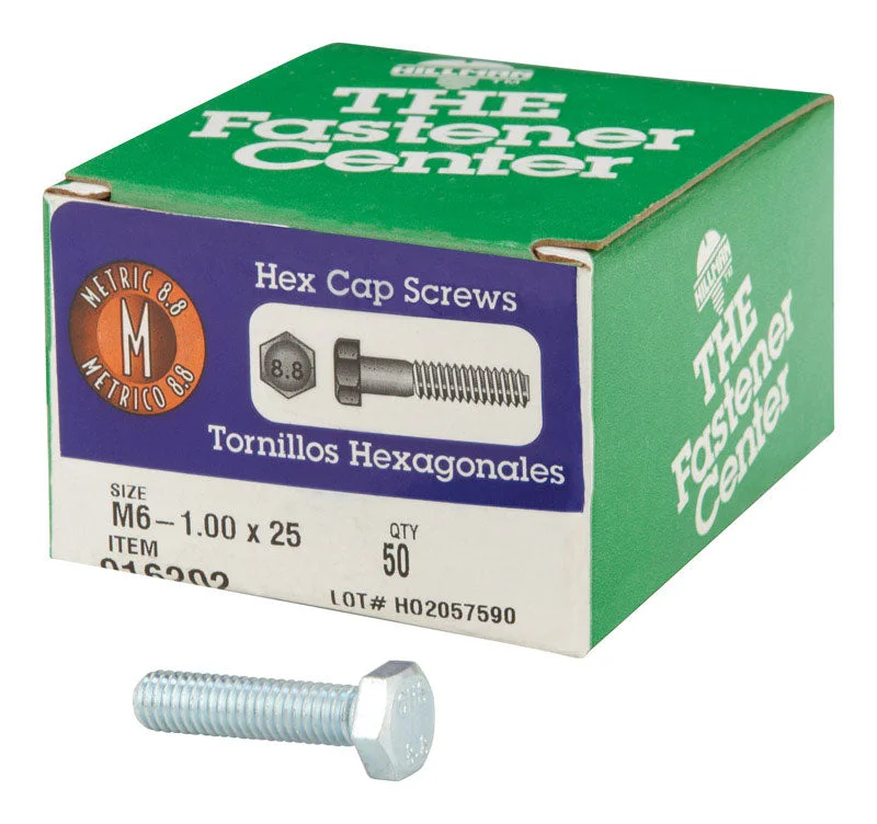 Screws for Secure Wall Anchoring-HILLMAN M6-1.00 mm D X 25 mm L Heat Treated Steel Hex Head Cap Screw 50 pk