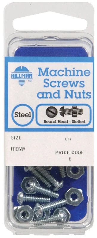 Screws for Installations in Tight Spaces-Hillman No. 10-24 x 1-1/4 in. L Slotted Round Head Zinc-Plated Steel Machine Screws 8 pk (Pack of 10)