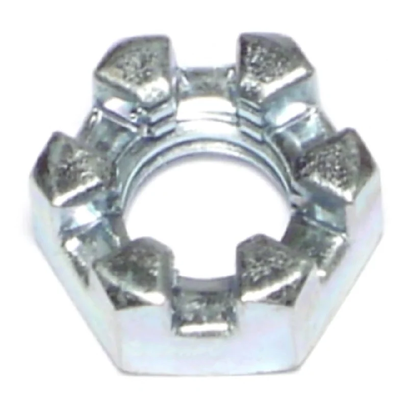 Nuts for Installing Metal Mounting Brackets-7/16"-14 Zinc Plated Steel Coarse Thread Slotted Hex Nuts (8 pcs.)