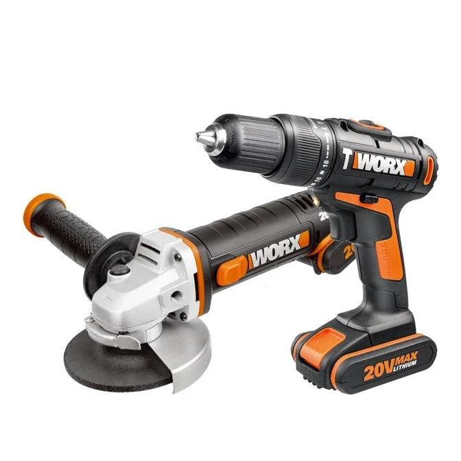 High-Torque Angle Grinder for Grinding and Cutting Steel-WORX Impact Drill & Angle Grinder 115MM COMBO 20V In Bag | KIT