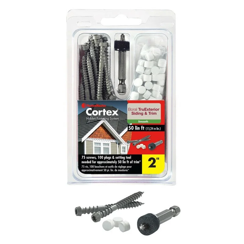 Screws for Bathroom and Kitchen Fittings-FastenMaster Cortex No. 20 X 2 in. L Torx Ttap Star Head Deck Screws and Plugs Kit 1 pk