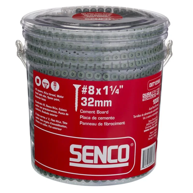 Screws for Heavy-Duty Applications-Senco Duraspin No. 8 Sizes X 1-1/4 in. L Square Wafer Head High/Low Cement Board Screws