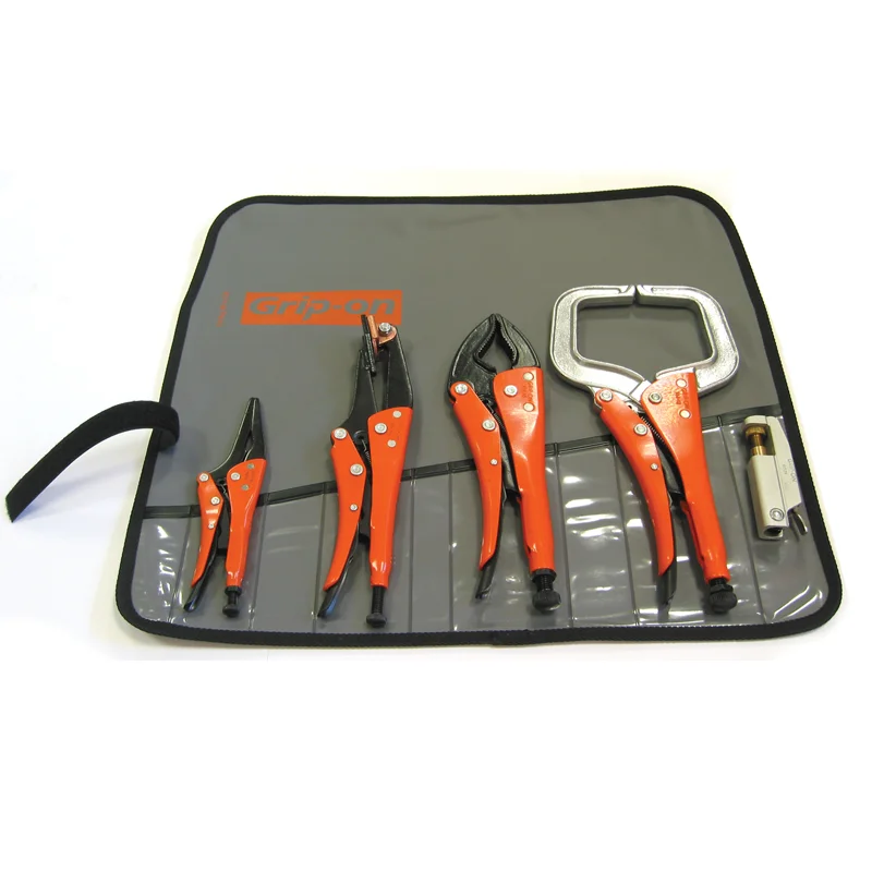 Pliers for Fixing Furniture Hardware-Grip-On WK500 5-Piece Welders Locking Pliers Kit in Roll-Up Pouch