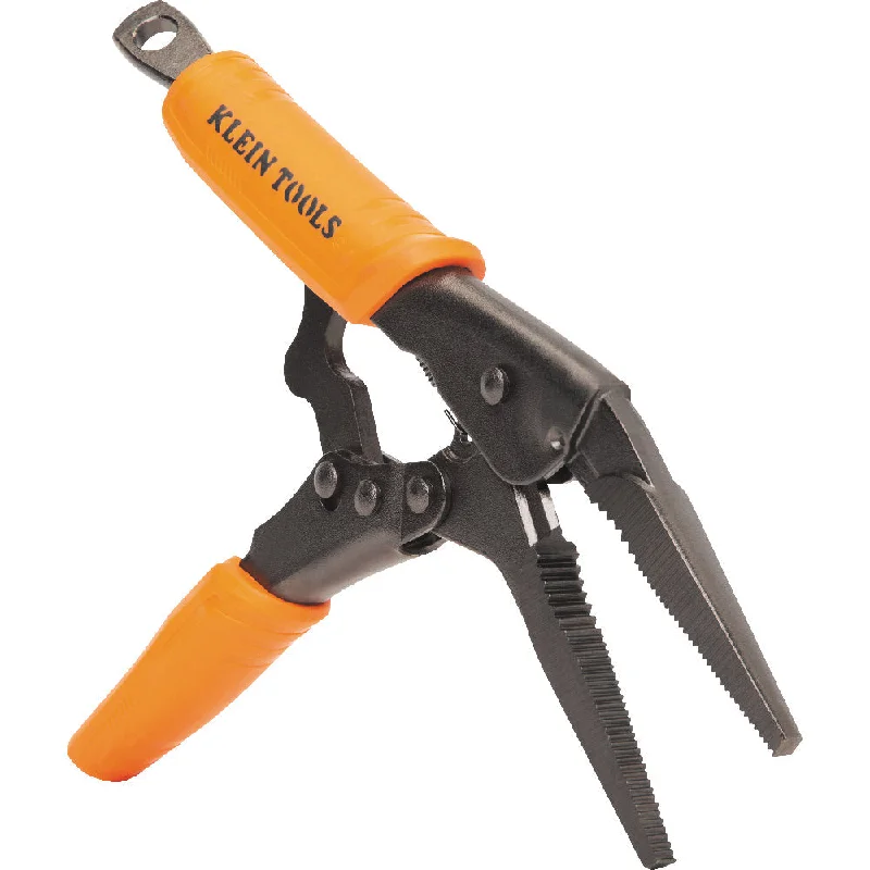 Pliers with Spring Action for Easy Use-Klein Tools 38612 Long Nose Locking Pliers, 9-Inch