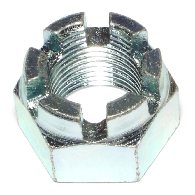 Nuts for Mounting Heavy Duty Shelving-7/8"-14 Zinc Plated Steel Fine Thread Castle Hex Nuts