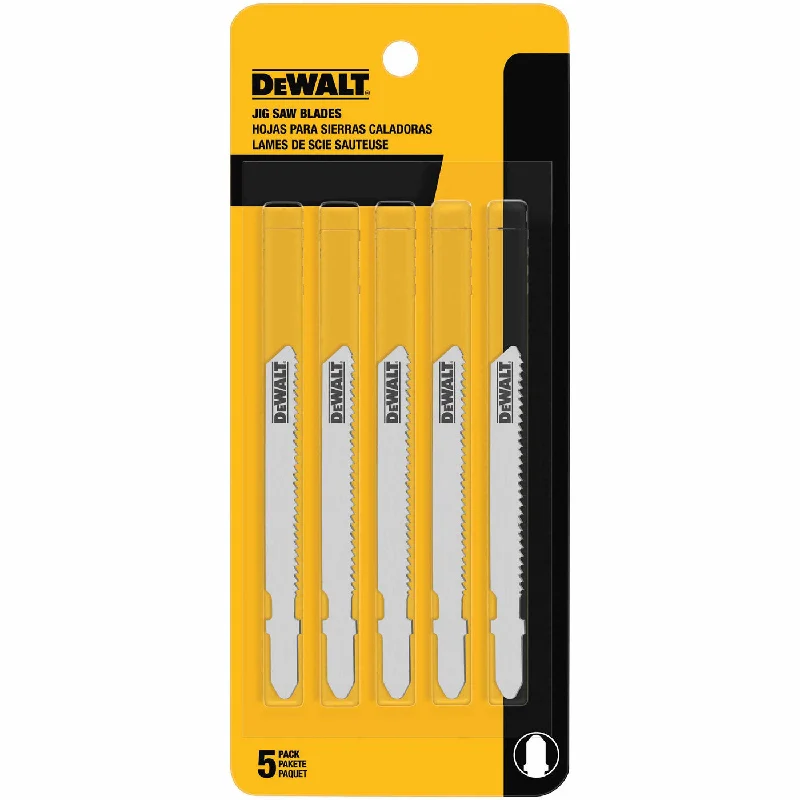 High-Quality Saw Blades for Tough Jobs-DeWalt DW3776-5 3" 24 TPI T-Shank Cobalt Alloy Steel Jig Saw Blade, 5 Pack