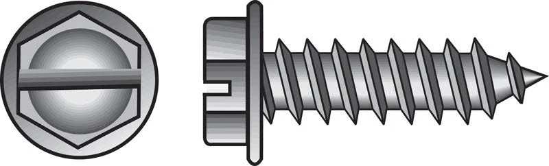 Screws with Round Heads for Easy Tightening-HILLMAN No. 6 X 1 in. L Slotted Hex Washer Head Sheet Metal Screws 100 pk