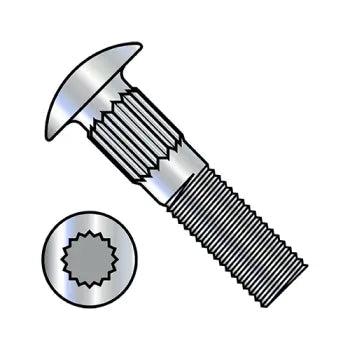 Bolts with Hexagonal Heads for Tightening-JFAST 3748CR - 3/8-16X3  Ribbed Neck Carriage Bolt Fully Threaded Zinc, Case Quantity: 
300