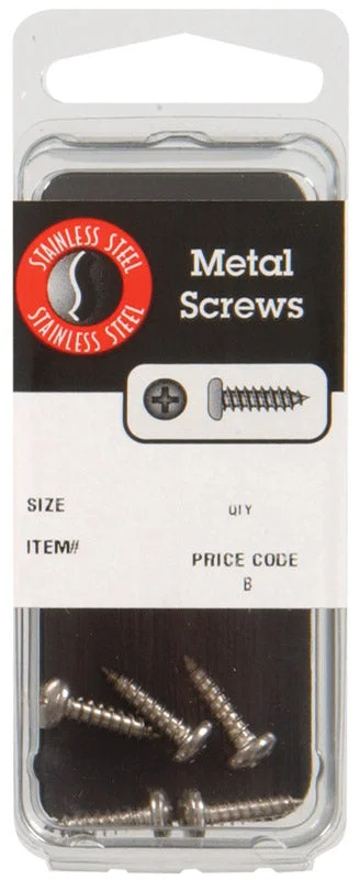 Screws for Building Wood Frames-Hillman No. 8 x 1/2 in. L Phillips Pan Head Stainless Steel Sheet Metal Screws 5 1 pk (Pack of 10)