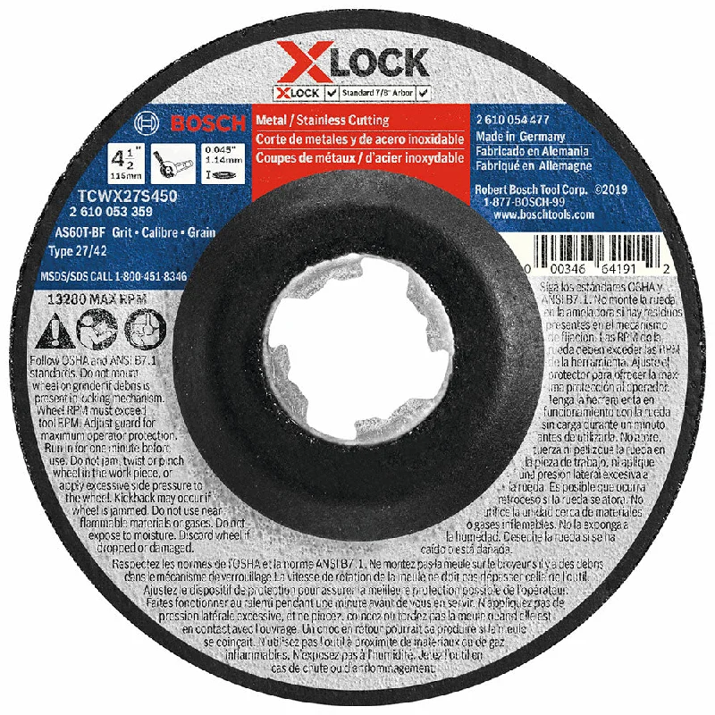 Carbide Saw Blades for Cutting Tough Materials-Bosch TCWX27S450 Thin Metal & SS Cutting T27 Heavy Duty  4-1/2 x .045", X-Lock, 25 Pack