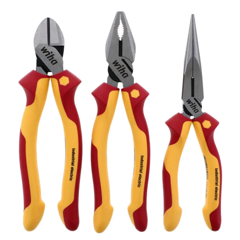 Multi-Purpose Needle Nose Pliers for Plumbing-Wiha Tools 32981 Insulated Industrial Pliers and Cutters Set, 3 Pc.