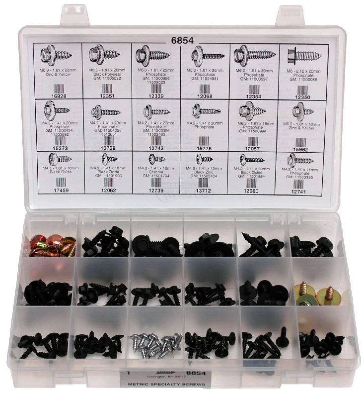 Screws for Use with Anchors in Walls-Auveco # 6854 Metric Specialty Screw Quik-Select Kit. Assortment. Qty 1.