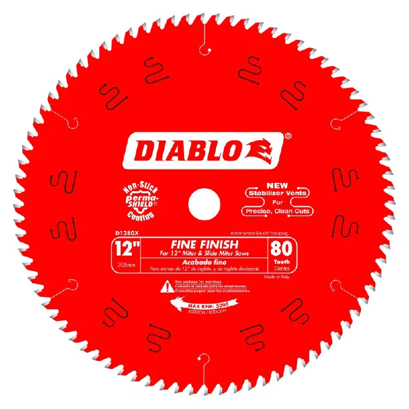 Saw Blades for Precision Cutting in Workshops-Diablo D1280X 12" x 80 Fine Finish Saw Blade