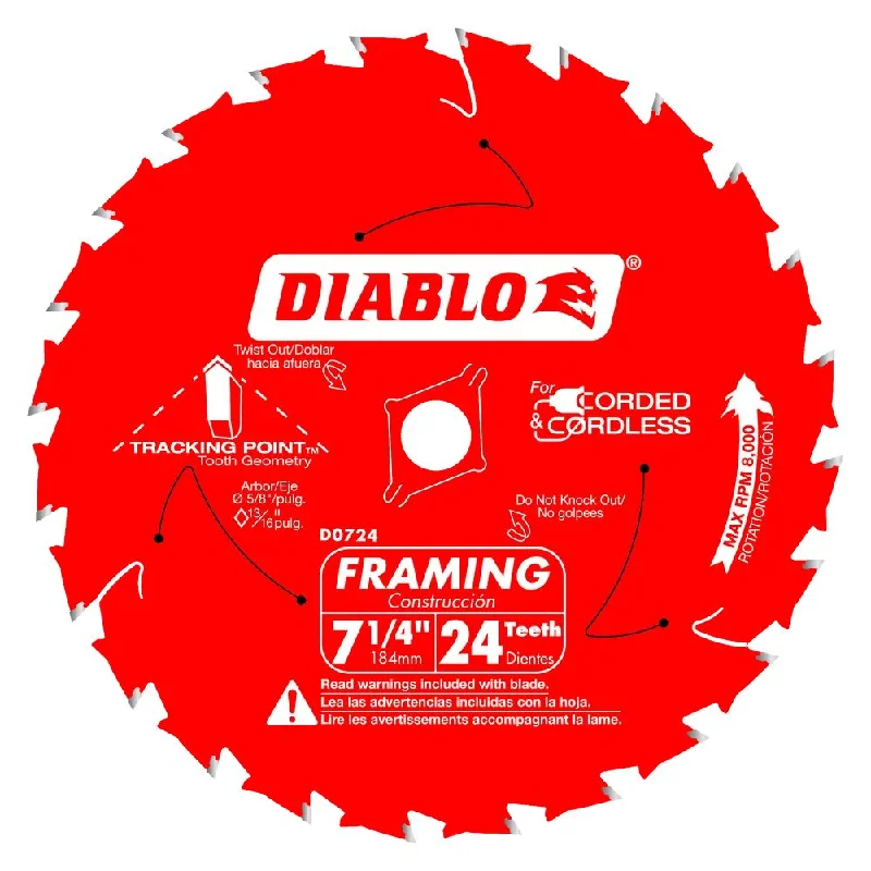 Circular Saw Blades for Cutting Reinforced Concrete-Diablo D0724W 7-1/4" x 24 Diamond-Out Saw Blade