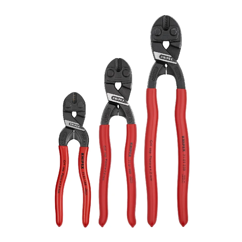 Ergonomic Pliers for Reducing Hand Strain-Knipex 00 20 05 US2 3 Pc CoBolt® Compact Bolt Cutters Set