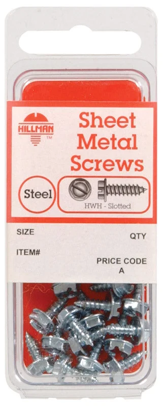 Screws for Secure Wall Anchoring-Hillman No. 10 x 1 in. L Slotted Hex Washer Head Zinc-Plated Steel Sheet Metal Screws 8 pk (Pack of 10)