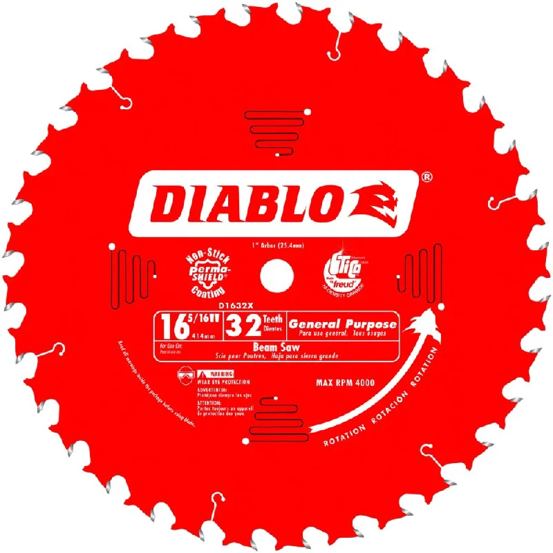 Circular Saw Blades for Clean Edges-Diablo D1632X 16-5/16" x 32 Beamsaw Blade