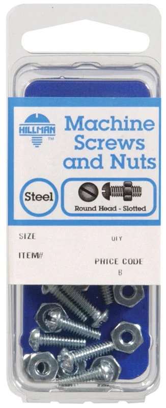 Screws for Furniture Assembly-Hillman No. 10-32 x 2 in. L Slotted Round Head Zinc-Plated Steel Machine Screws 5 pk (Pack of 10)