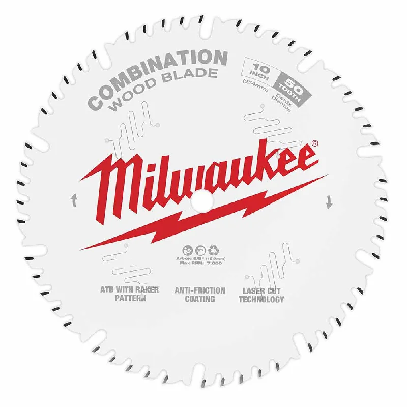 Saw Blades for Deep Cutting and Precision Work-Milwaukee 48-40-1026 10" 50T Combination Circular Saw Blade