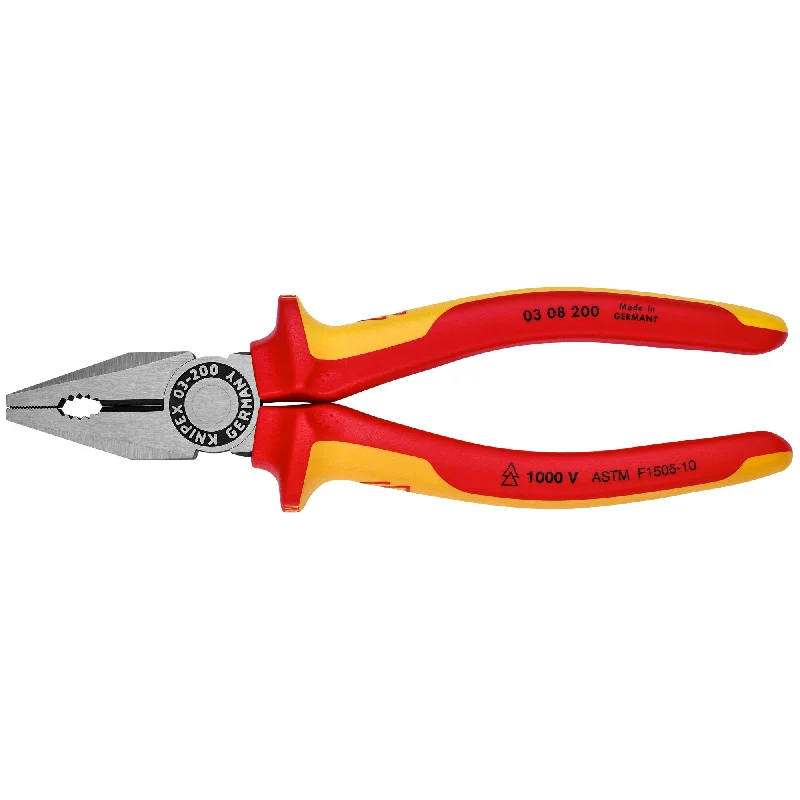 Precision Grip Pliers for Small Tasks-Knipex 03 08 200 SBA 8" Combination Pliers-1000V Insulated