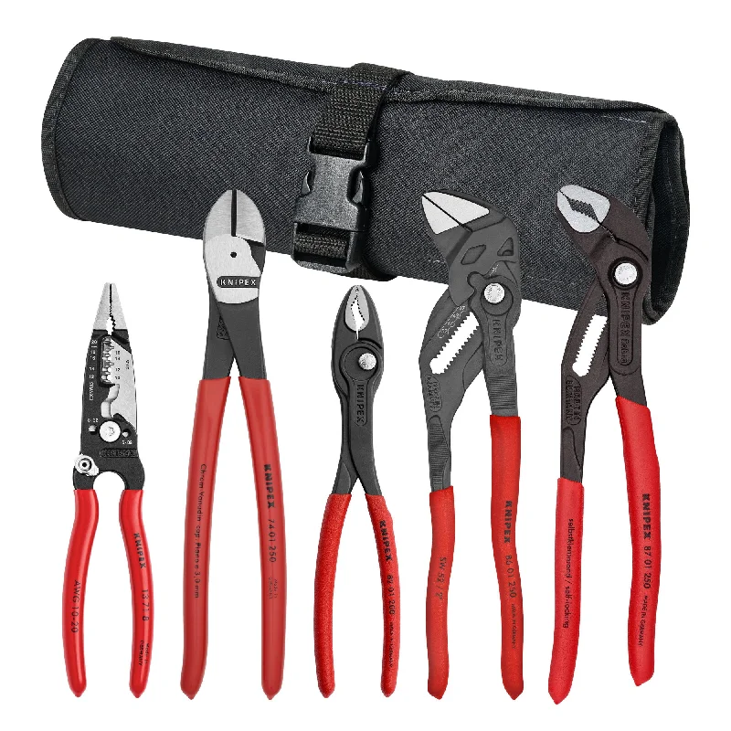 Pliers for Precision Work on Electrical Components-Knipex 9K 00 80 150 US 5 Pc Core Pliers Set in Tool Roll