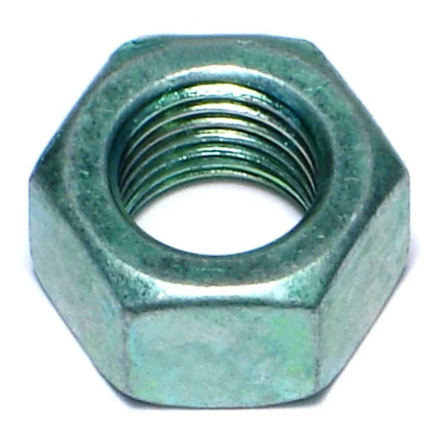 Nuts for Installing Metal Rails and Posts-3/8"-24 Green Rinsed Zinc Plated Grade 5 Steel Fine Thread Hex Nuts