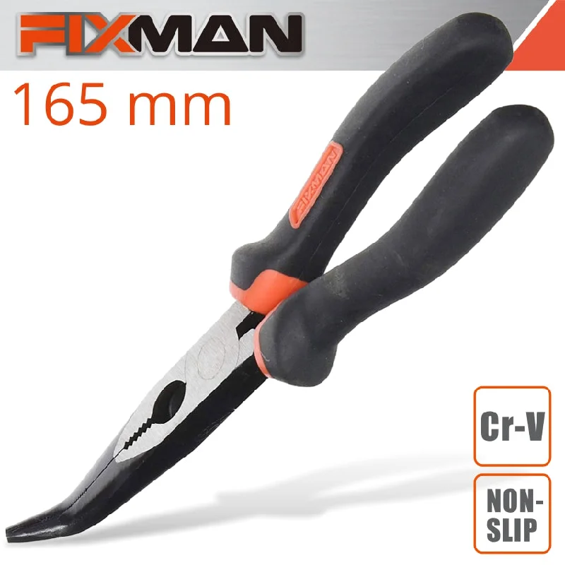 Pliers for Fixing and Installing Wire Connectors-Fixman Industrial Bent Nose Pliers 6' X 165Mm