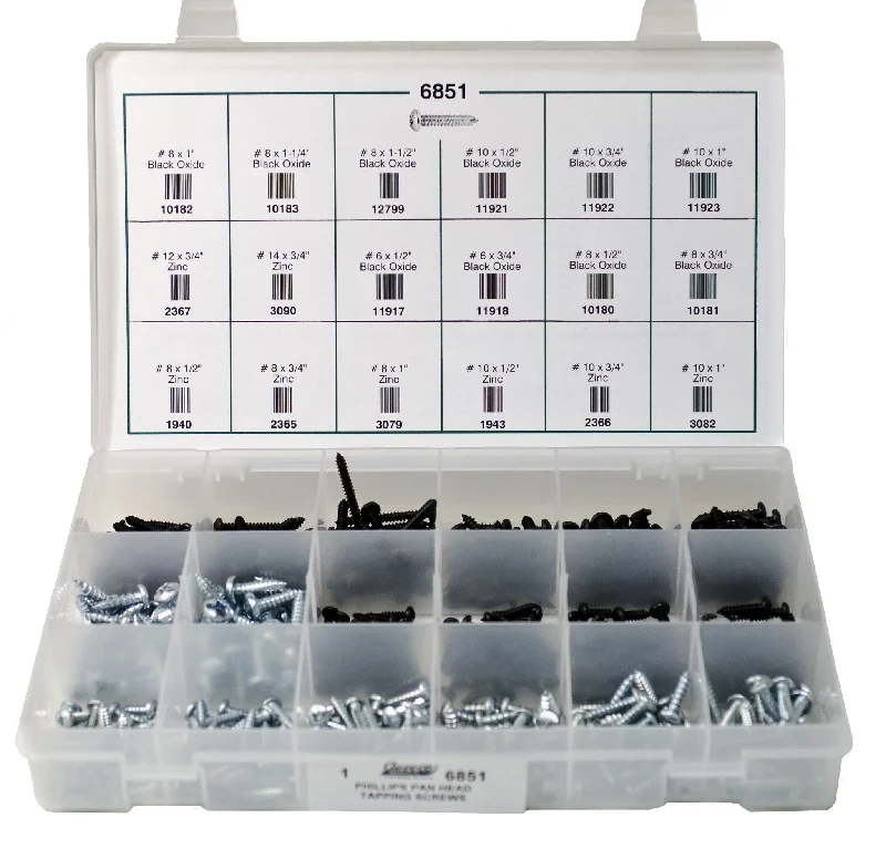 Screws with Anti-Rust Coating for Durability-Auveco # 6851 Phillips Pan Head Tapping Screw Quik-Select Kit. Assortment. Qty 1.