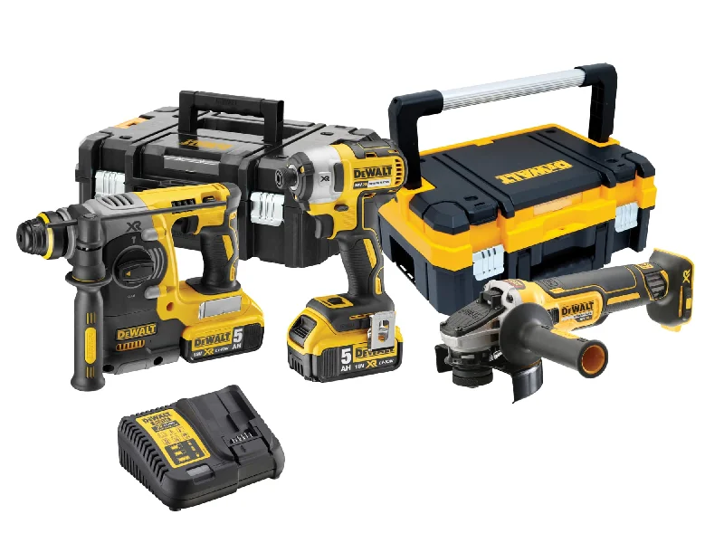 Heavy Duty Corded Angle Grinder for Tough Jobs-DeWalt DCK305P2T XR 18V Brushless Triple Kit (2 x 5.0Ah Li-ion + 1 x Multi-Voltage Charger + 1 x TSTAK I + 1 x TSTAK II)