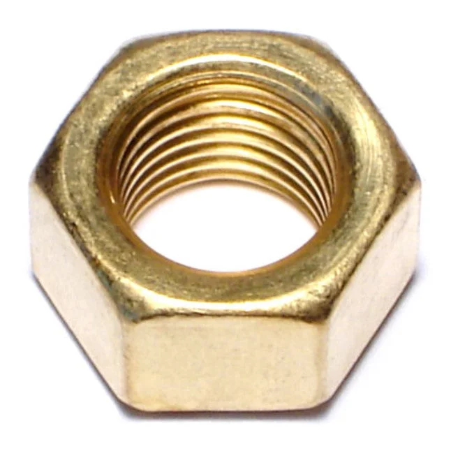 Hex Nuts for Tightening Fasteners-3/8"-24 Brass Fine Thread Finished Hex Nuts