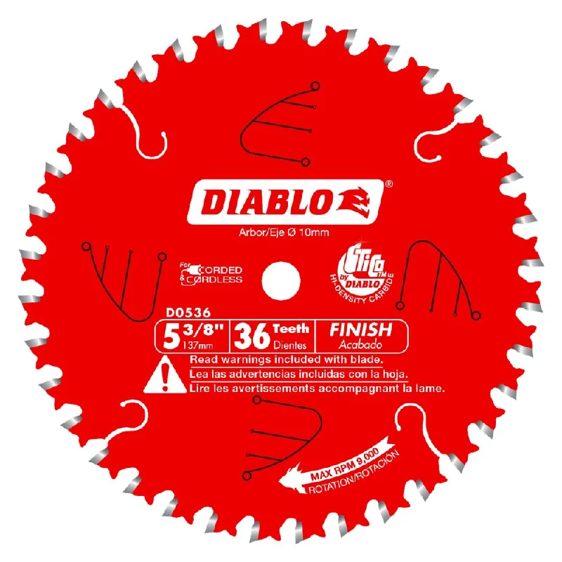 Saw Blades for Deep Cutting and Precision Work-Diablo D0536X 5-3/8" x 36 Cordless Saw Blade (10mm arbor)