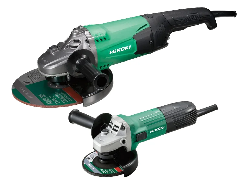 Angle Grinder with Lock-On Switch for Convenience-HiKoki 240V G12STX/G23ST Twin Pack (115/230mm)