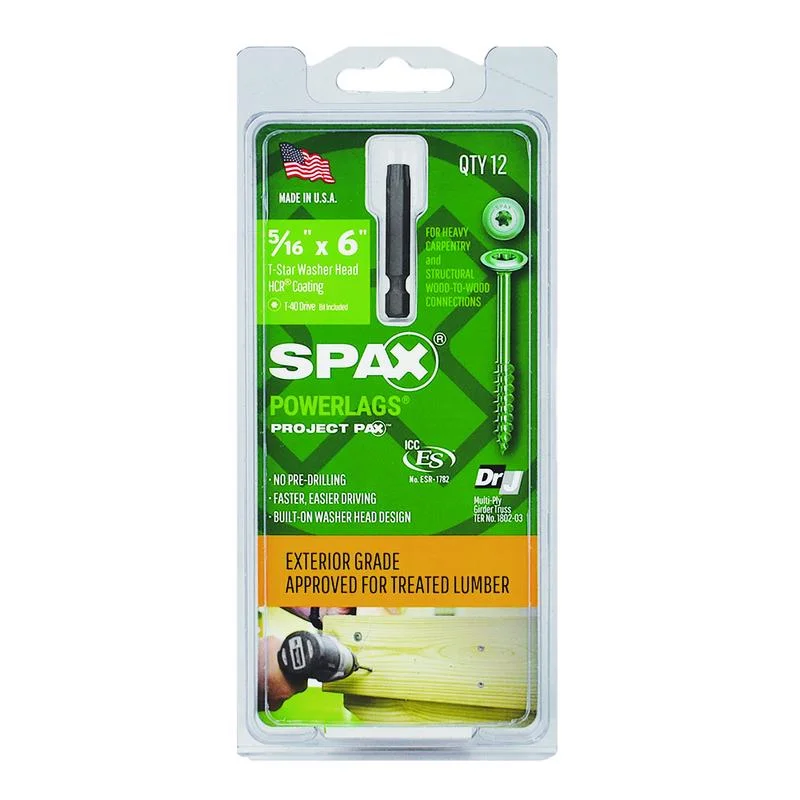 Screws for Small Electrical Projects-Spax Powerlags 6 in. L Washer Head Structural Screws