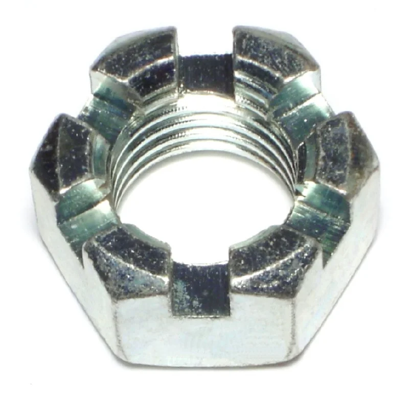 Nuts for Fixing Sheet Metal Parts-1"-8 Zinc Plated Steel Coarse Thread Slotted Hex Nuts (3 pcs.)